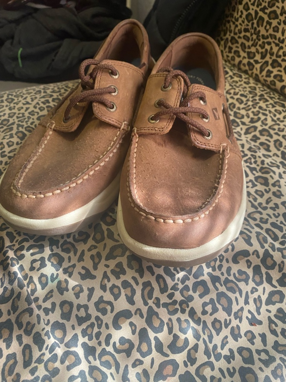 Sperry Brown Leather & Canvas Two-Tone Boat Shoes - Picture 3 of 4